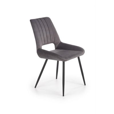 Scaun tapitat cu stofa si picioare metalice, Kai-404 Velvet Gri / Negru, l52xA58xH88 cm