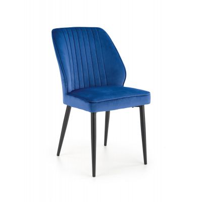 Scaun tapitat cu stofa si picioare metalice, Kai-432 Velvet Bleumarin / Negru, l48xA57xH85 cm