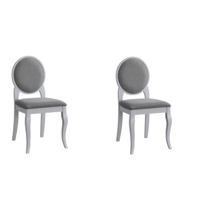 Set 2 Scaune Romance, 46.5x46x93 cm, Alb/Gri