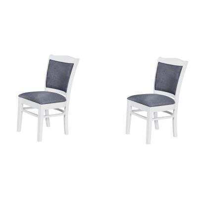 Set 2 Scaune Victoria, 47.5x54.5x89.5 cm, Alb/Stofa Gri