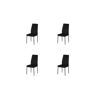Set 4 scaun Asos, 41x52x93 cm, Velvet Negru