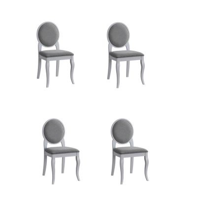 Set 4 Scaune Romance, 46.5x46x93 cm, Alb/Gri