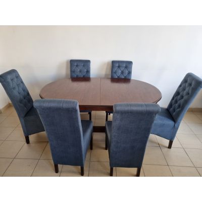 Set Glamy Blue 4 masa 160-200-240-280 cm + 6 scaune PERSONALIZABIL PE CULORI