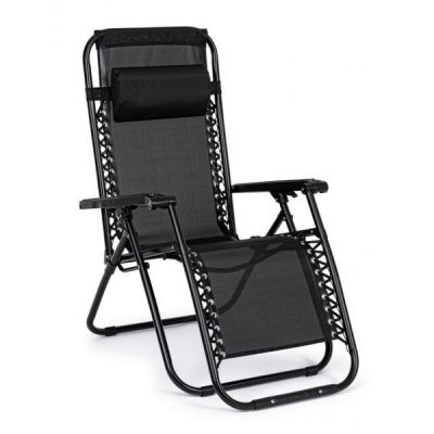 Sezlong de gradina recliner negru Morgan 65x176x80 cm