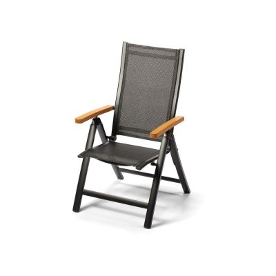 Fotoliu de grădină reglabil din aluminiu cu cotiere în decor de lemn Debut Comfort