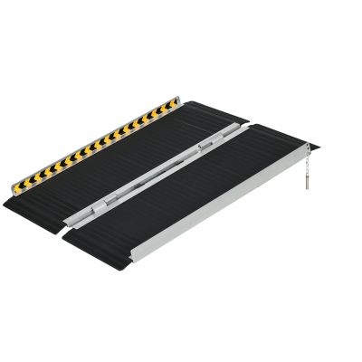 HOMCOM Rampa pentru Scaune cu Rotile, 122L x 73l cm, sustine 272KG, Rampa pentru Prag Pliabila din Aluminiu