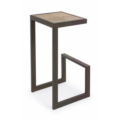 Scaun de bar Blocks, Bizzotto, lemn de brad, 36x32x70 cm, maro