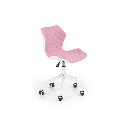 Scaun de birou pentru copii, tapitat cu piele ecologica si stofa Maxie III Roz deschis / Alb, l48xA57xH79-88 cm