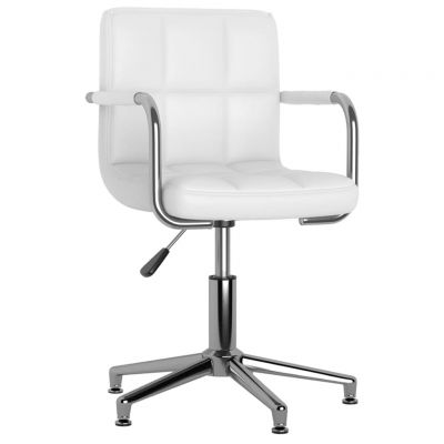 Scaun de bucatarie pivotant, alb, piele ecologica,3088092