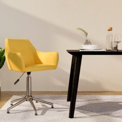 Scaun de bucatarie pivotant, galben, material textil,330957