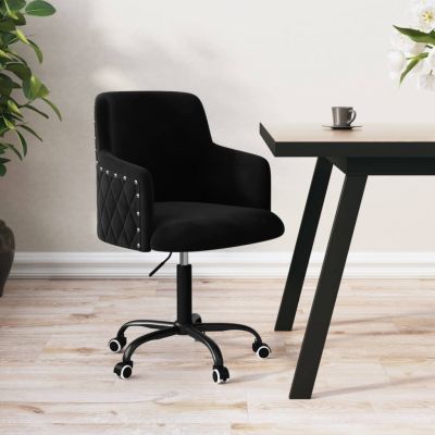 Scaun de bucatarie pivotant, negru, catifea,3085055