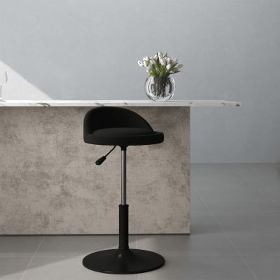 Scaun de bucatarie pivotant, negru, catifea,333565