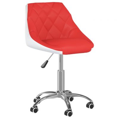 Scaun de bucatarie pivotant, rosu si alb, piele ecologica,3088747