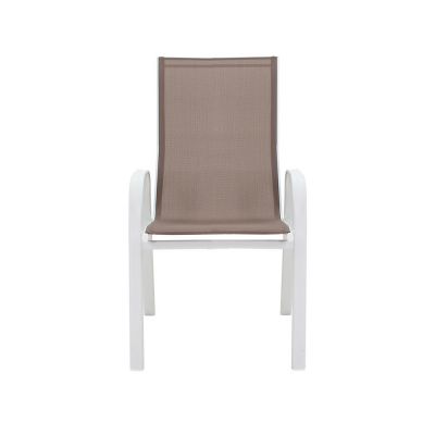 Scaun de gradina Pakoworld Calan textilen-metal alb/maro