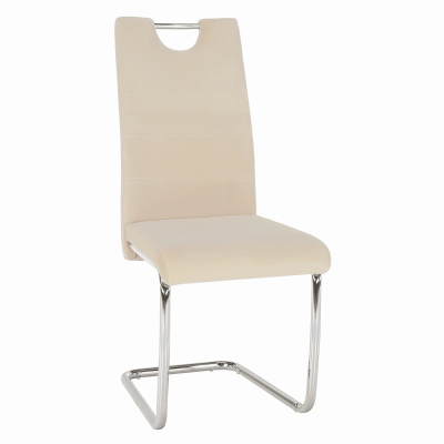 Scaun de masa, tesatura catifea bej / cusaturi deschise, ABIRA NEW