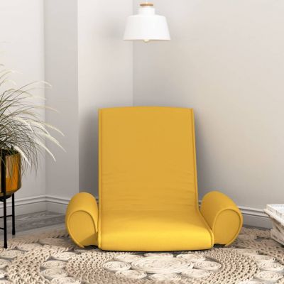 Scaun de podea pliant, galben mustar, material textil
