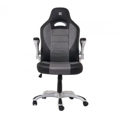 Scaun gaming X by Serioux, Ares, ajustabil, piele sintetica, piston pe gaz, manere reglabile, baza stea cu 5 picioare (Negru/Gri)