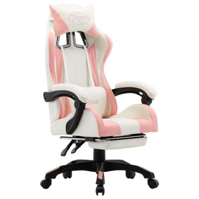 Scaun racing suport picioare albastru/negru piele ecologica