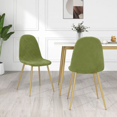 Scaune de bucatarie, 2 buc., catifea, verde deschis, model 5