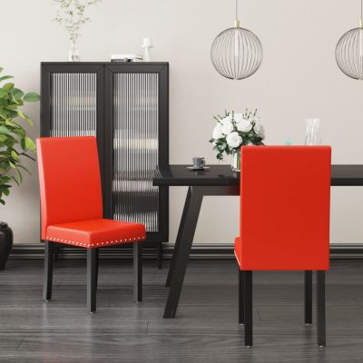 Scaune de bucatarie, 2 buc, rosu, PVC