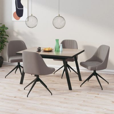 Scaune de bucatarie, 4 buc., catifea, gri deschis, model 20