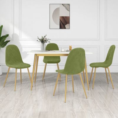 Scaune de bucatarie, 4 buc., catifea, verde deschis, model 2