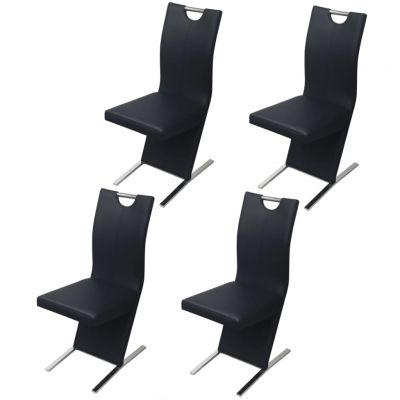 Scaune de bucatarie, 4 buc, negru, piele ecologica,273736