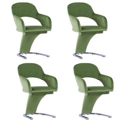 Scaune de bucatarie, 4 buc, verde, catifea,3056583