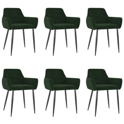 Scaune de bucatarie, 6 buc., catifea, verde inchis, model 13