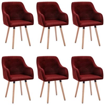 Scaune de bucatarie, 6 buc, rosu vin, material textil,3056722