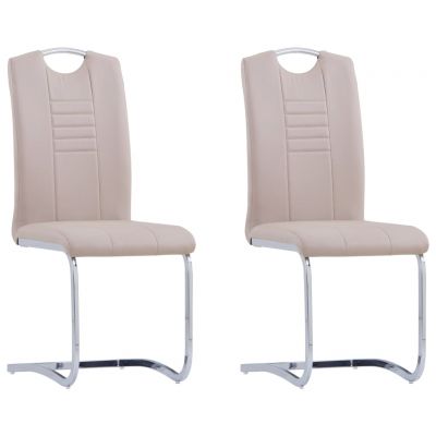 Scaune de bucatarie cantilever 2 buc. cappuccino piele eco