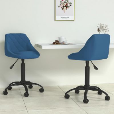 Scaune de bucatarie pivotante, 2 buc, albastru, catifea,335375