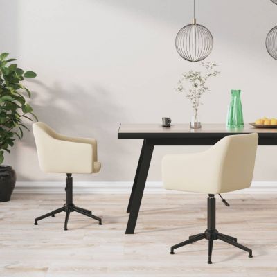 Scaune de bucatarie pivotante, 2 buc, crem, catifea,331252
