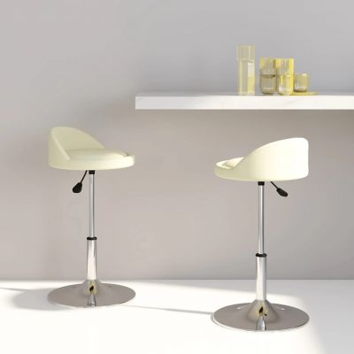 Scaune de bucatarie pivotante, 2 buc, crem, piele ecologica,333539