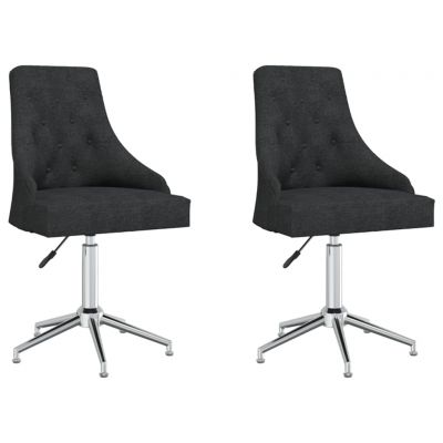 Scaune de bucatarie pivotante, 2 buc, negru, textil,3093034