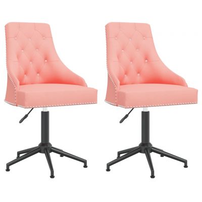 Scaune de bucatarie pivotante, 2 buc, roz, catifea,3093113