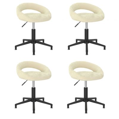 Scaune de bucatarie pivotante, 4 buc, crem, catifea,3085904