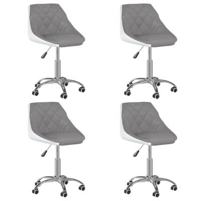 Scaune de bucatarie pivotante, 4 buc, gri/alb, piele ecologica,3088730