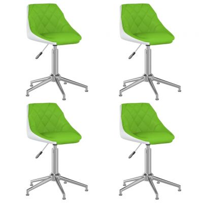 Scaune de bucatarie pivotante, 4 buc, verde/alb, piele ecologica