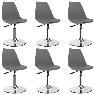 Scaune de bucatarie pivotante, 6 buc, gri deschis, piele eco