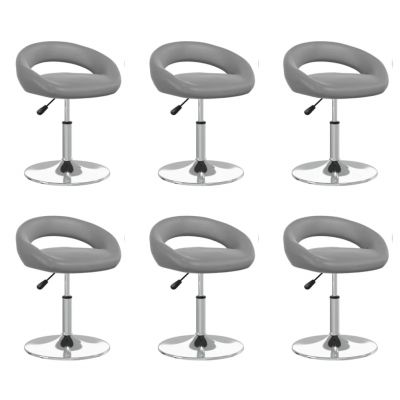 Scaune de bucatarie pivotante, 6 buc, gri, piele ecologica,3085761