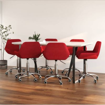 Scaune de bucatarie pivotante, 6 buc, rosu vin, textil,3084938
