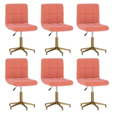 Scaune de bucatarie pivotante, 6 buc, roz, catifea,3087842