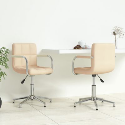 Scaune de masa pivotante, 2 buc, crem, textil