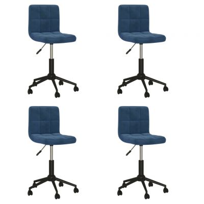 Scaune de masa pivotante, 4 buc, albastru, catifea,3087764