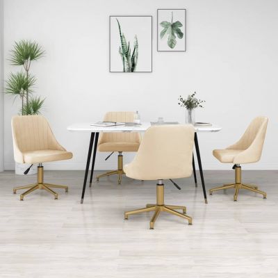 Scaune de masa pivotante, 4 buc, crem, catifea,3090068