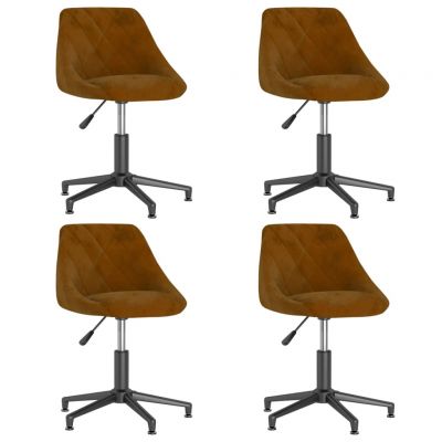 Scaune de masa pivotante, 4 buc, maro, catifea,3088915