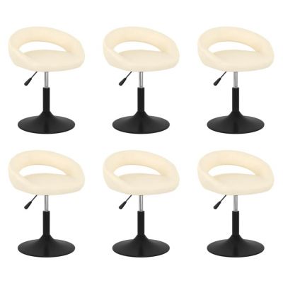 Scaune de masa pivotante, 6 buc, crem, catifea,3085789