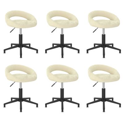 Scaune de masa pivotante, 6 buc, crem, catifea,3085915