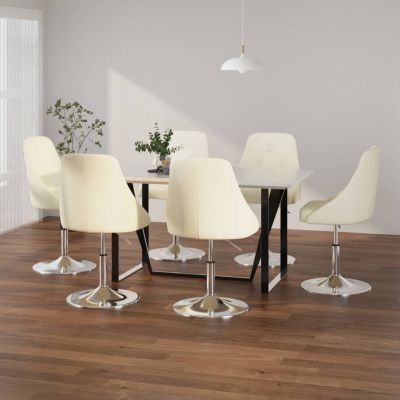 Scaune de masa pivotante, 6 buc, crem, material textil,3084743
